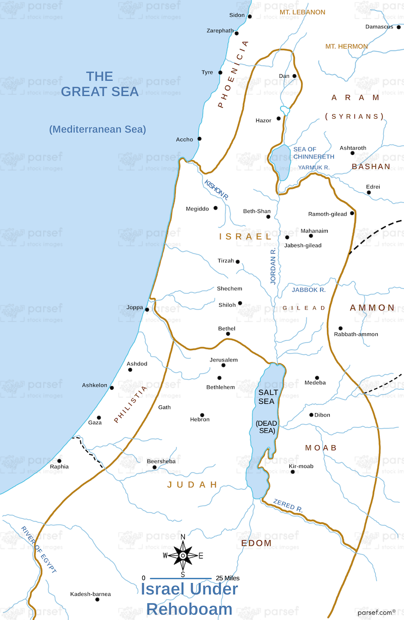 Israel Under Rehoboam Map | Bible History Maps