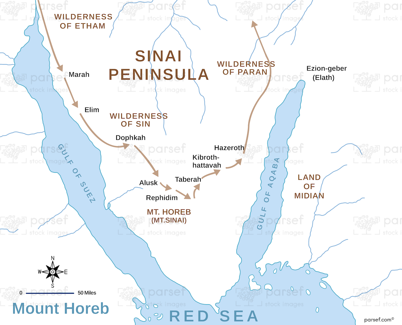 Exodus Mount Horeb Map | Bible History Maps