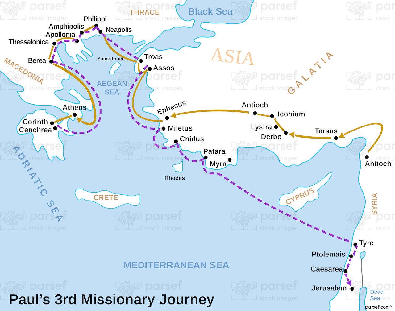 Acts Pauls Third Missionary Journey Map Bible History Maps