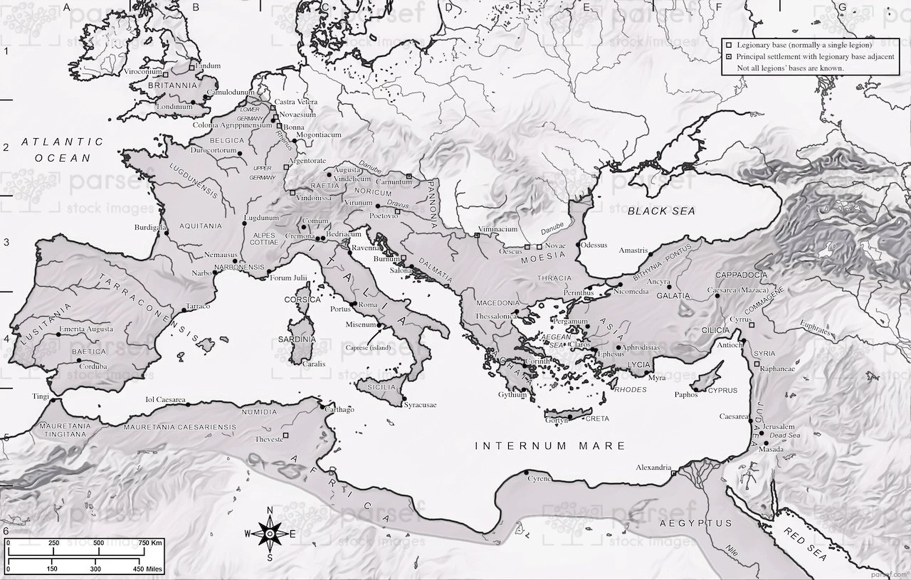 Roman Empire in A.D. 69 – Charting the Heart of Ancient Power Map 