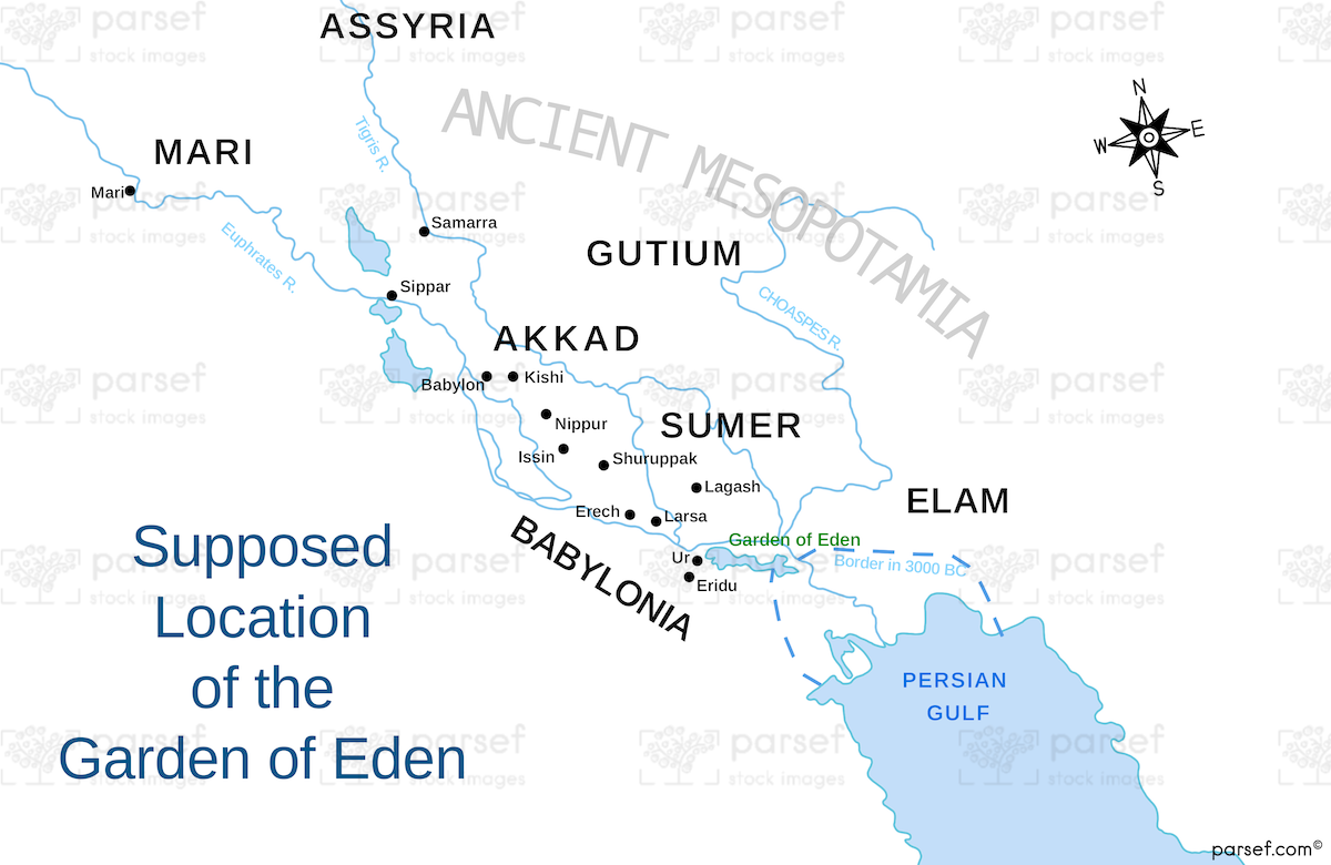 Genesis Garden of Eden Map | Bible History Maps