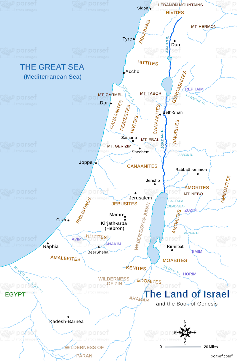 The Land of Israel in Genesis Map | Bible History Maps