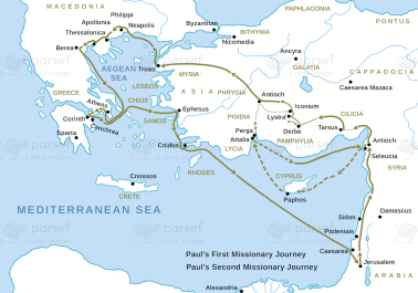 Acts First and Second Journeys of Paul Map body thumb image