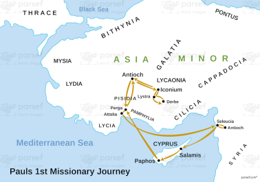 Paul’s 1st Missionary Journey Map body thumb image