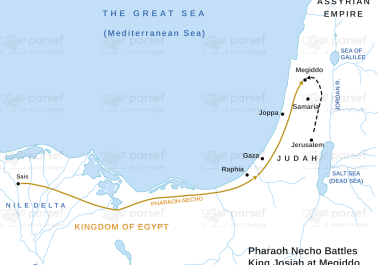 Pharaoh Necho Battles King Josiah at Megiddo Map body thumb image