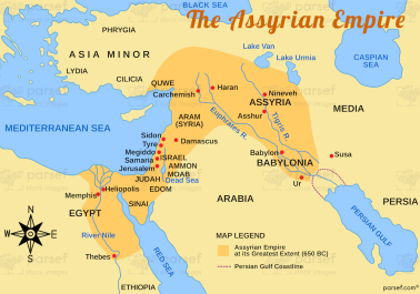 Assyrian Empire at the Time of Nahum Map | Bible History Maps